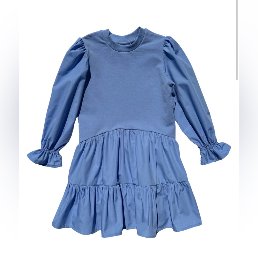 Pleat Kids Cece Dress-Light Blue